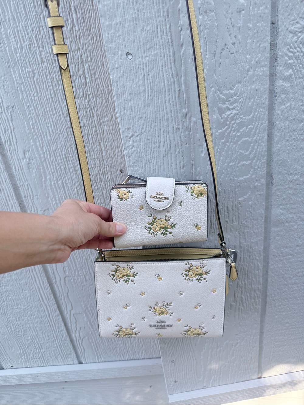 Coach White Floral Crossbody with Matching Wallet